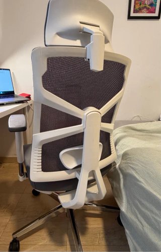 Silla ergonómica HOLLUDLE gris y blanca