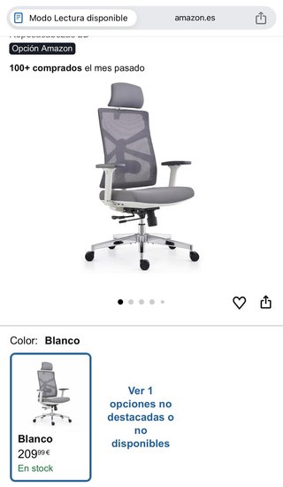 Silla ergonómica HOLLUDLE gris y blanca