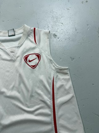 Nike White Sleeveless Jersey Red Swoosh Vintage