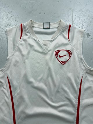 Nike White Sleeveless Jersey Red Swoosh Vintage