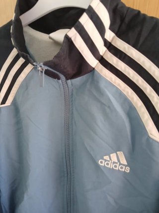 Chaqueta Adidas cremallera azul y blanco XXL