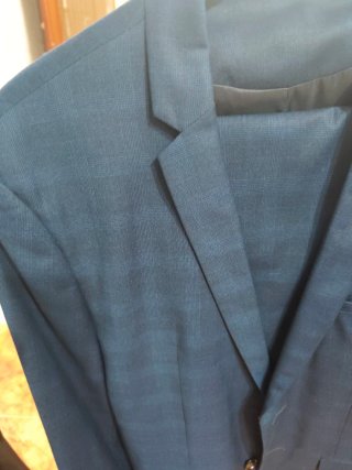 Traje de hombre azul verdoso a cuadros