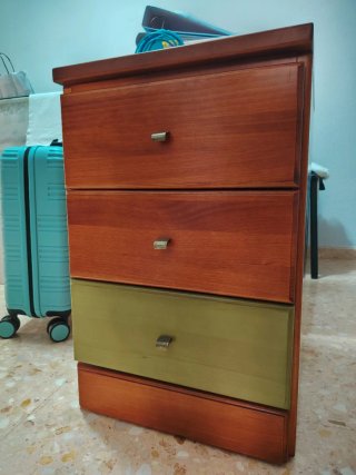 Mesita de noche madera + cabezal 90