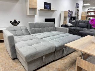 Sofá Cama Gris con Arcón y Reclinable