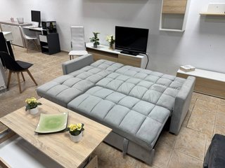 Sofá Cama Gris con Arcón y Reclinable