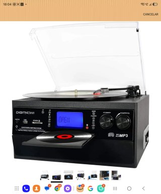 Digitnow! Tocadiscos CD USB AM/FM Cassette