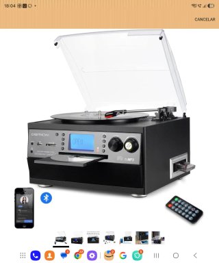 Digitnow! Tocadiscos CD USB AM/FM Cassette
