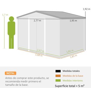 Caseta cobertizo chapa 4,9 m²