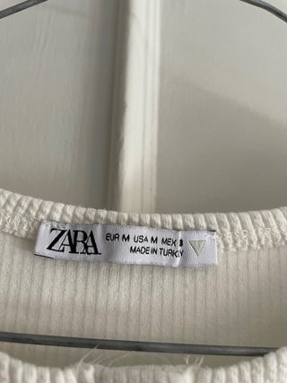 Top Zara Blanco Corto Botones
