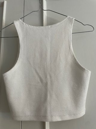 Top Zara Blanco Corto Botones