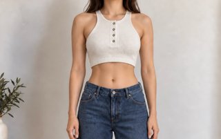 Top Zara Blanco Corto Botones