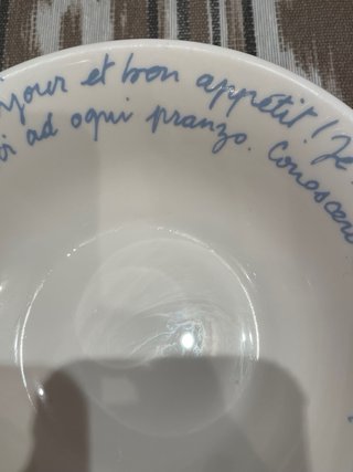 Rebajado!! Set de 4 cuencos blancos con texto azul