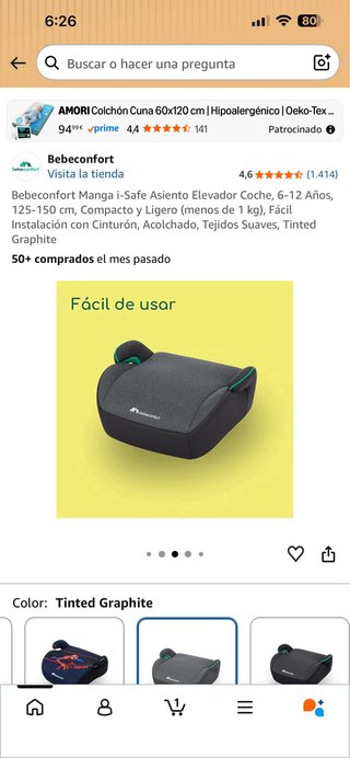 Asiento Elevador Coche Bebeconfort Manga i-Safe