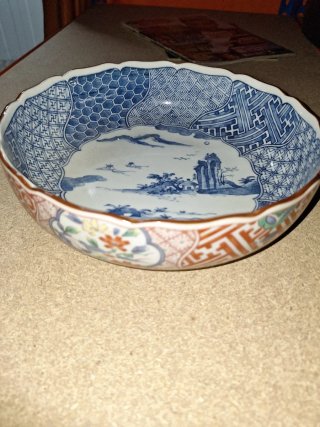 Cuenco porcelana china paisaje azul