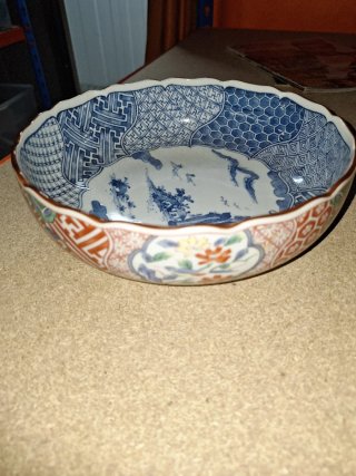 Cuenco porcelana china paisaje azul
