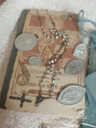 Lote religioso antiguo escapulario medalla