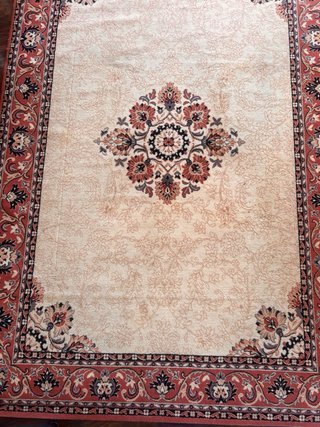 Alfombra de lana Oriental Beige y Roja