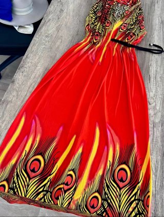 Vestido largo estampado estilo boho