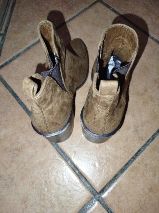 Botines beige/marrón mujer tacón 7 cmt