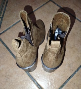 Botines beige/marrón mujer tacón 7 cmt