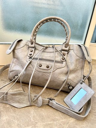 City bag smoke grey motorcycle style 38 cm