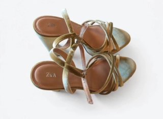Sandalias Zara Plataforma Verde Talla 37