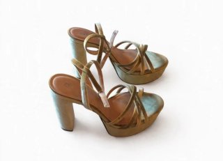 Sandalias Zara Plataforma Verde Talla 37