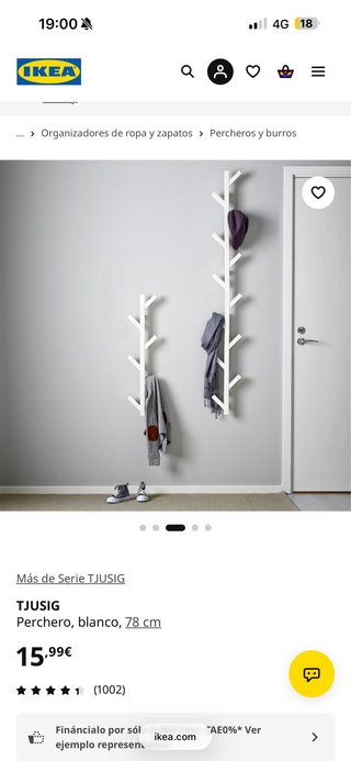 Perchero TJUSIG IKEA madera beige