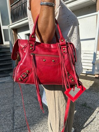 Borsa City Rossa Pelle made italy motorcycle style