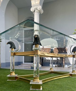 Mesa de cristal con águilas doradas LA GRANDE