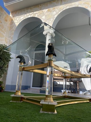 Mesa de cristal con águilas doradas LA GRANDE