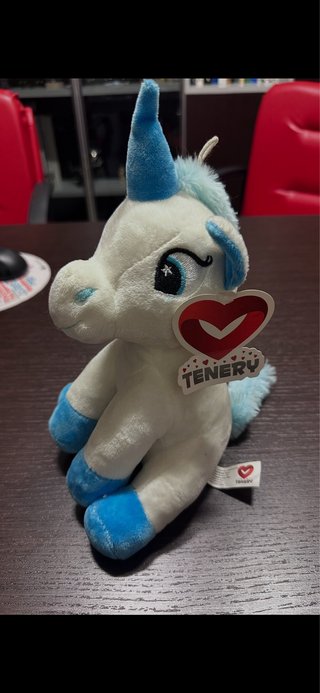 Peluche unicorno bianco e blu Tenery
