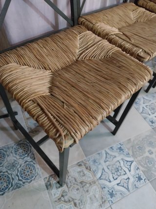 Sillas de forja con asiento de mimbre 40e las 4