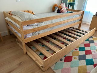 Cama madera pino 90x190 con cama nido extraíble