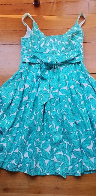 Vestido Zara Hoja Verde y Blanco