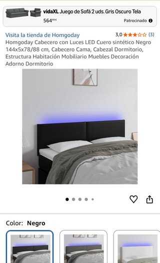 Cabecero de cama tapizado negro