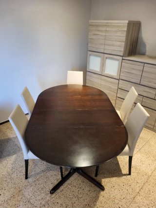 Mesa comedor redonda y 5 sillas
