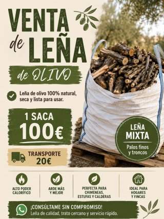 Leña de olivo 100% natural