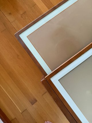 Mesa extensible madera y cristal 70s. Buen estado.