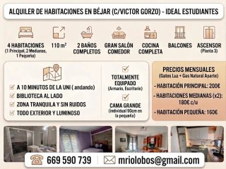 Alquiler de habitaciones Béjar