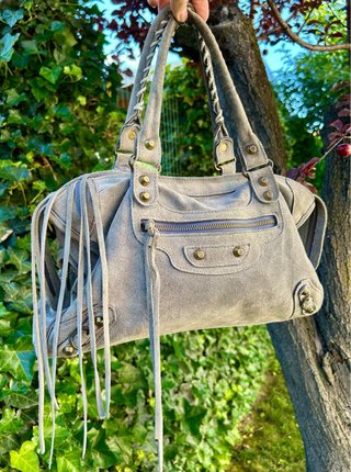 City bag grey genuine leather made italy style y2k
