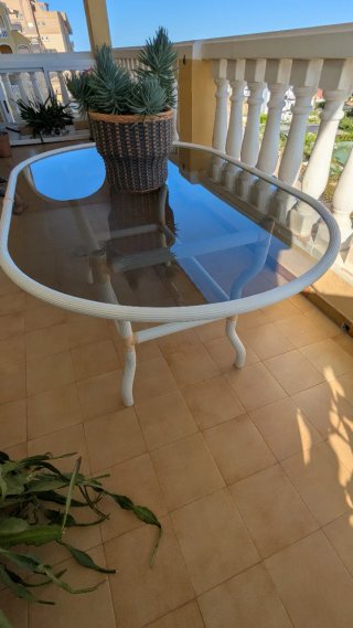 Mesa Terraza Cristal y Plástico