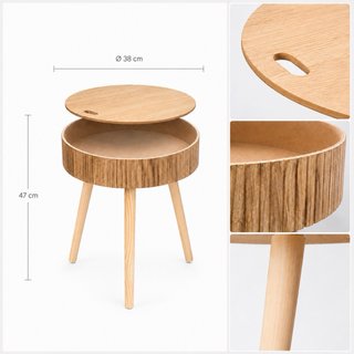 2 Tavolini Ausiliari Rotondi in Legno
