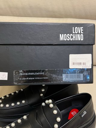 Mocassini Love Moschino Pelle Neri Tg 37