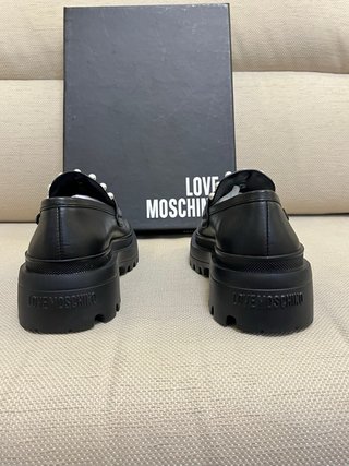 Mocassini Love Moschino Pelle Neri Tg 37