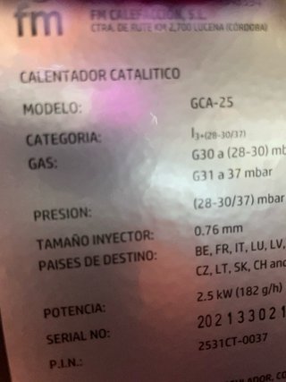 Estufa de gas FM