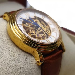 RELOJ AUTOMÁTICO COEUR DU TEMPS 3951 ED. LIMITADA DORADO CORREA CUERO