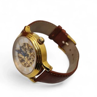 RELOJ AUTOMÁTICO COEUR DU TEMPS 3951 ED. LIMITADA DORADO CORREA CUERO