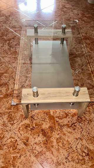 Mesa de centro cristal y cerámica
