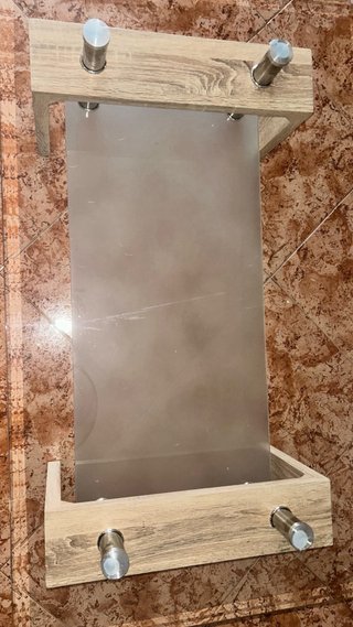 Mesa de centro cristal y cerámica